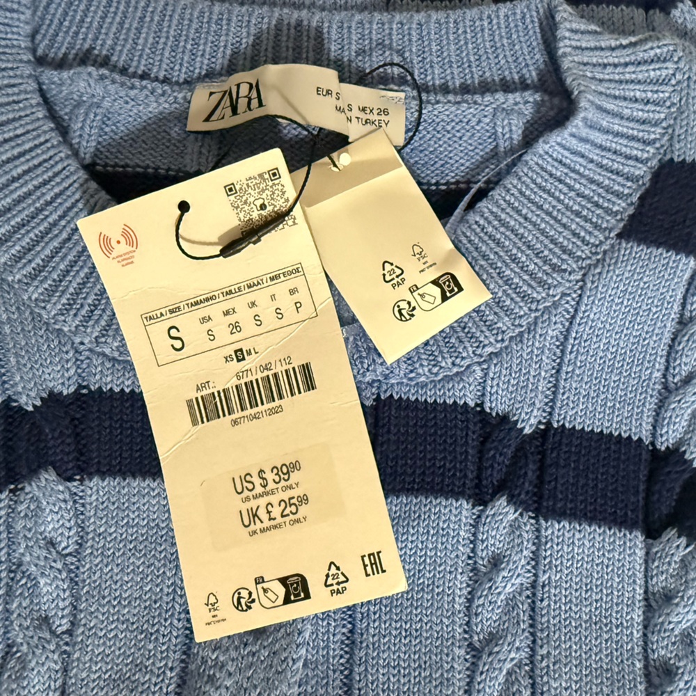 NWT Zara Striped Woven Knit Top - Picture 8 of 8